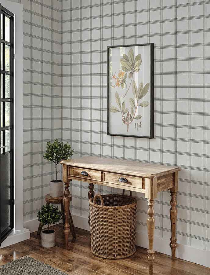 Twain Charcoal Plaid Wallpaper - York Wallcoverings - 4134-26997 - York Wallcoverings Wallpaper