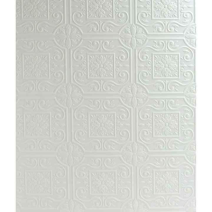 Ibold White Tin Ceiling Scroll Paintable Wallpaper - York Wallcoverings - 4134-59001