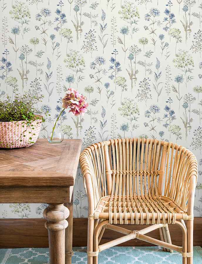 Bergamot Sea Green Wildflower Wallpaper - York Wallcoverings - 4134-72502 - York Wallcoverings Wallpaper