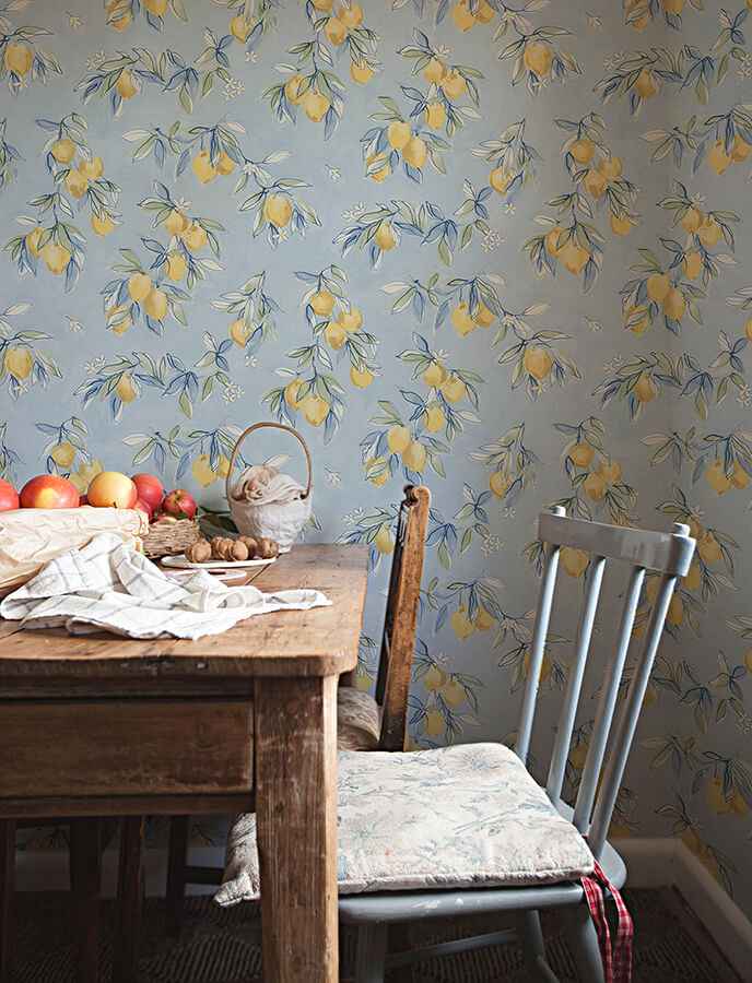 Lemonade Light Blue Citrus Wallpaper - York Wallcoverings - 4134-72506 - York Wallcoverings Wallpaper