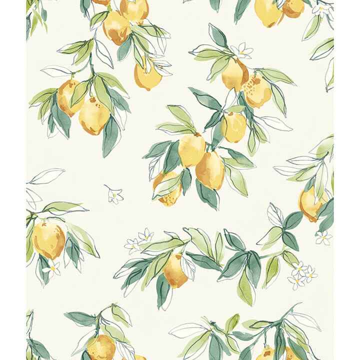 Lemonade Yellow Citrus Wallpaper - York Wallcoverings - 4134-72510 - York Wallcoverings Wallpaper