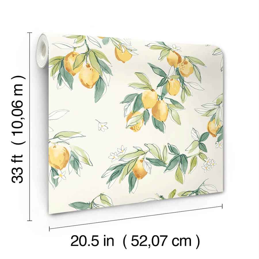Lemonade Yellow Citrus Wallpaper - York Wallcoverings - 4134-72510 - York Wallcoverings Wallpaper