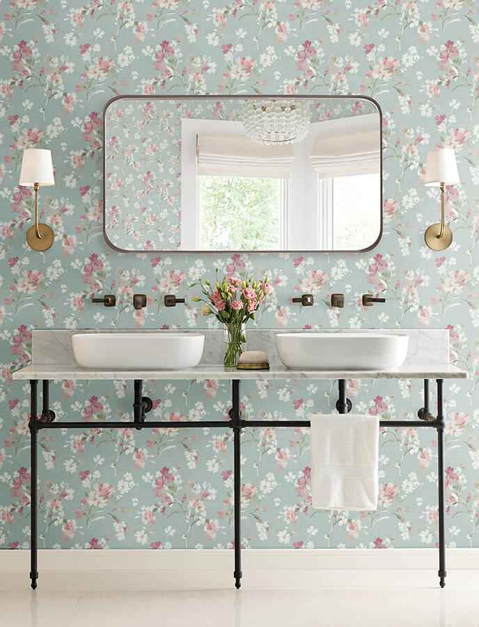 Azalea Fuchsia Floral Branches Wallpaper - York Wallcoverings - 4134-72525 - York Wallcoverings Wallpaper