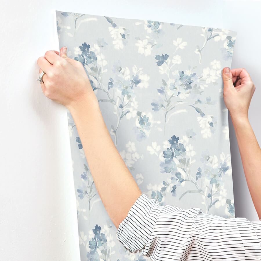 azalea-light-blue-floral-branches-wallpaper-york-wallcoverings-4134-72526 - York Wallcoverings Wallpaper