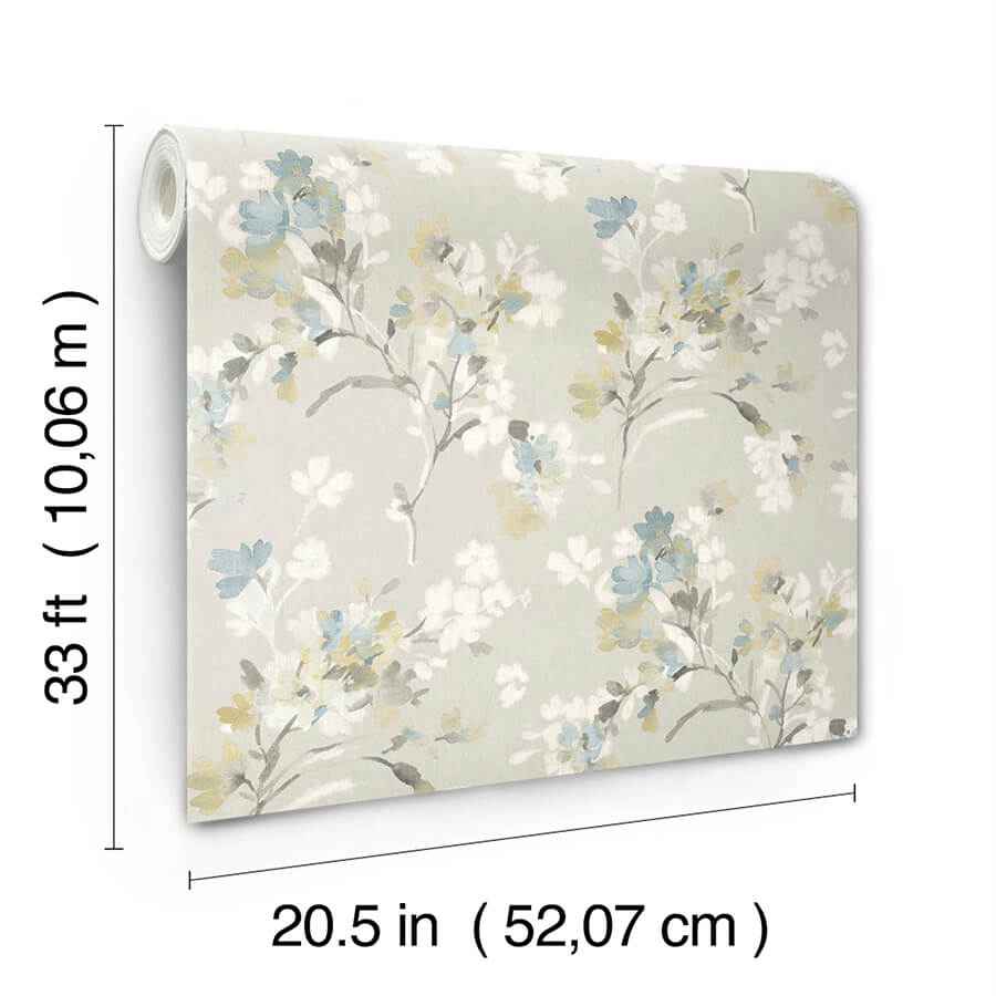 Azalea Light Grey Floral Branches Wallpaper - York Wallcoverings - 4134-72528 - York Wallcoverings Wallpaper