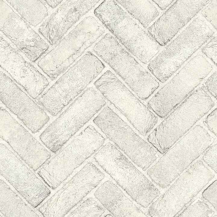 Canelle White Brick Herringbone Wallpaper - York Wallcoverings - 4134-72532 - York Wallcoverings Wallpaper