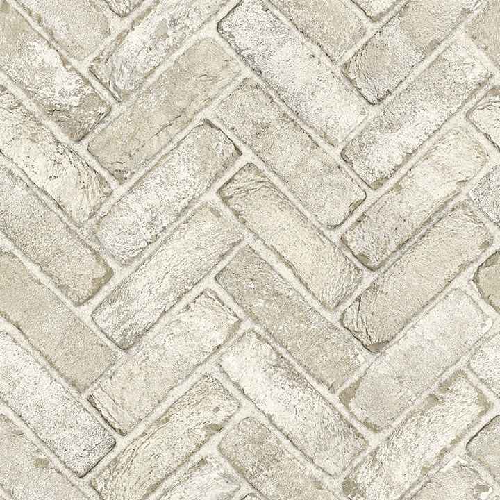 Canelle Taupe Brick Herringbone Wallpaper - York Wallcoverings - 4134-72534
