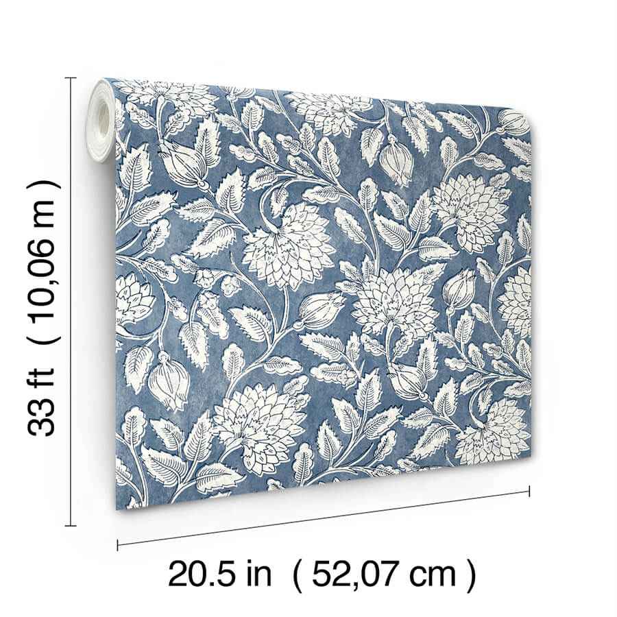 Vadouvan Navy Jacobean Trail Wallpaper - York Wallcoverings - 4134-72535 - York Wallcoverings Wallpaper