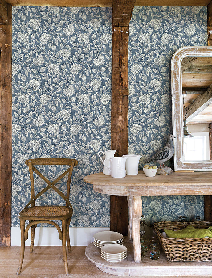 Vadouvan Navy Jacobean Trail Wallpaper - York Wallcoverings - 4134-72535 - York Wallcoverings Wallpaper