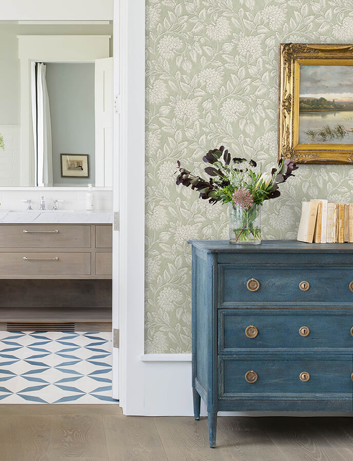 vadouvan-sage-jacobean-trail-wallpaper-york-wallcoverings-4134-72536 - York Wallcoverings Wallpaper