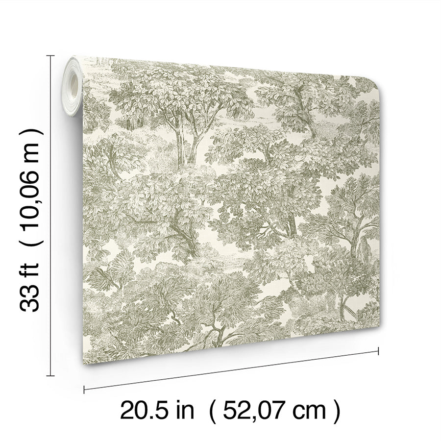 Spinney Green Toile Wallpaper - York Wallcoverings - 4134-72561 - York Wallcoverings Wallpaper