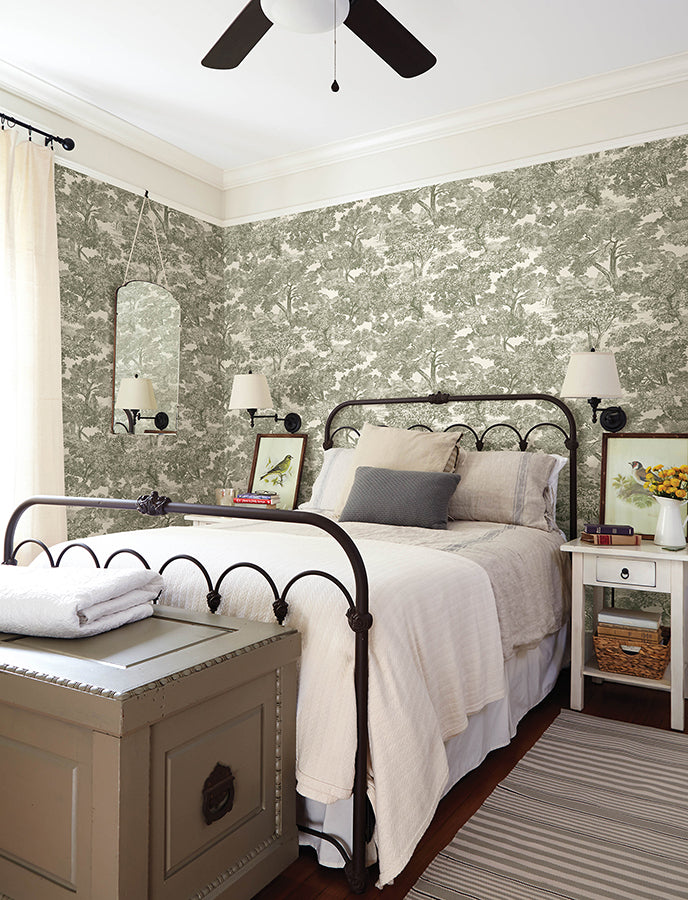 Spinney Green Toile Wallpaper - York Wallcoverings - 4134-72561 - York Wallcoverings Wallpaper