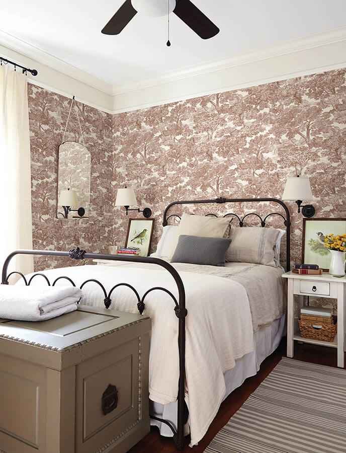 Spinney Red Toile Wallpaper - York Wallcoverings - 4134-72562 - York Wallcoverings Wallpaper