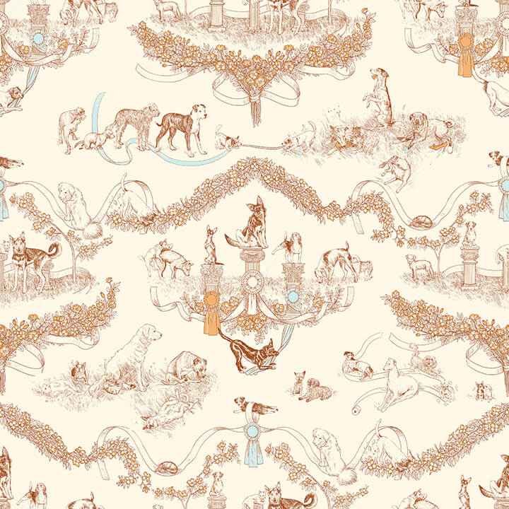 Worst in Show Toile Orange Peel & Stick - York Wallcoverings - RAS6259