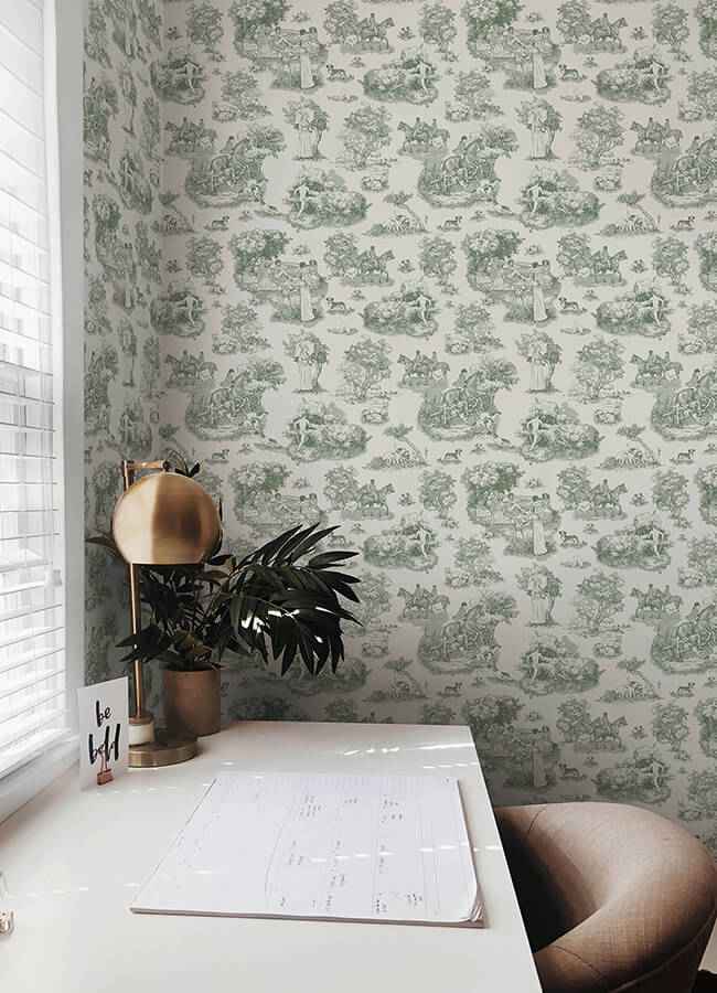 Green the Chase Peel and Stick Wallpaper - York Wallcoverings - RAS6261 - York Wallcoverings Wallpaper