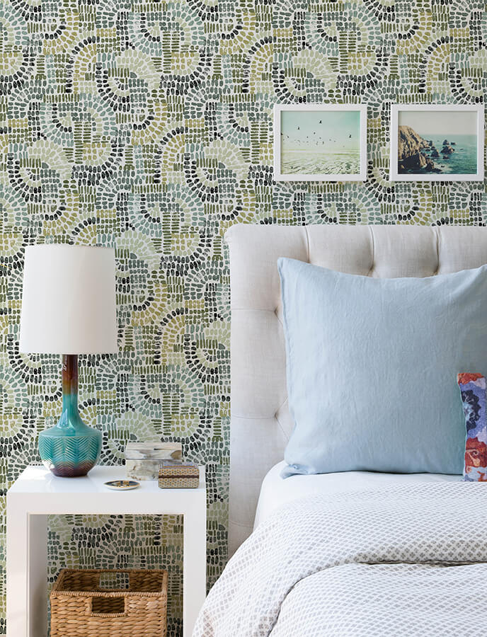 wanderer-evergreen-mosiac-wallpaper-york-wallcoverings-4146-27217 - York Wallcoverings Papel pintado