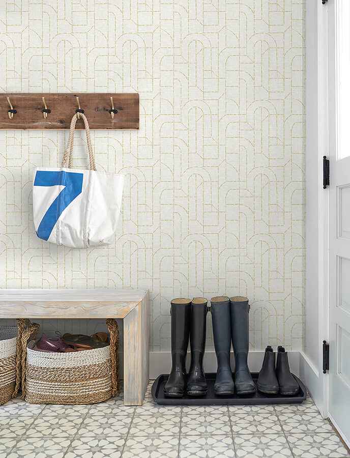 Integrity Yellow Arched Outlines Wallpaper - York Wallcoverings - 4146-27219 - York Wallcoverings Wallpaper