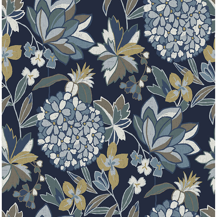 valdivian-indigo-floral-wallpaper-york-wallcoverings-4146-27228 - York Wallcoverings Papel pintado
