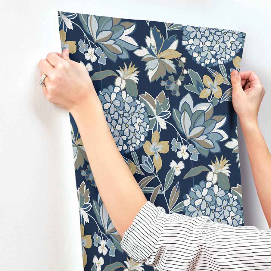 Valdivian Indigo Floral Wallpaper - York Wallcoverings - 4146-27228 - York Wallcoverings Wallpaper