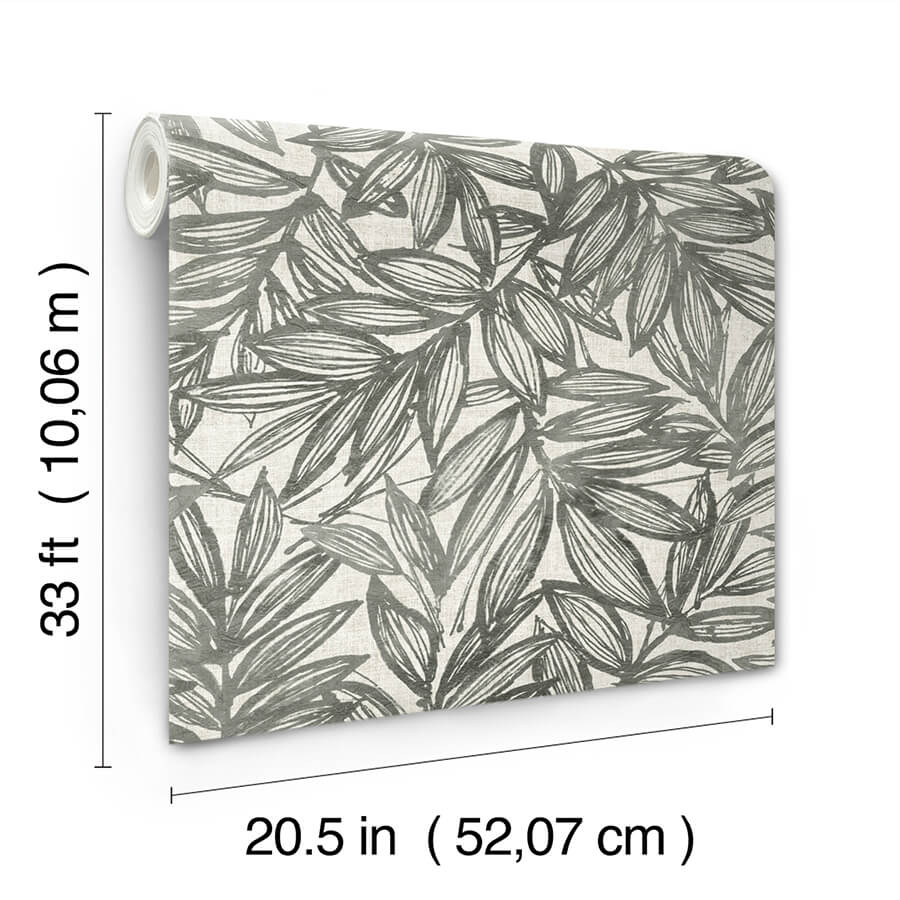 rhythmic-charcoal-leaf-wallpaper-york-wallcoverings-4146-27229 - York Wallcoverings Papel pintado