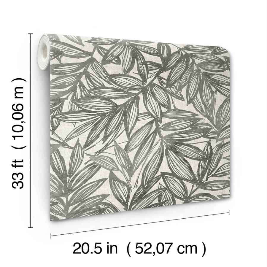 Rhythmic Charcoal Leaf Wallpaper - York Wallcoverings - 4146-27229