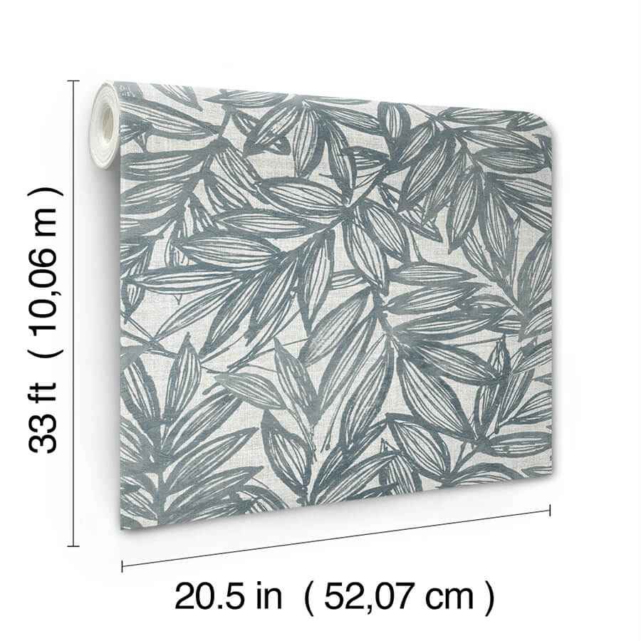 Rhythmic Denim Leaf Wallpaper - York Wallcoverings - 4146-27230 - York Wallcoverings Wallpaper