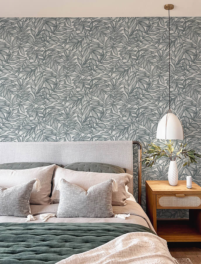 rhythmic-denim-leaf-wallpaper-york-wallcoverings-4146-27230 - York Wallcoverings Papel pintado
