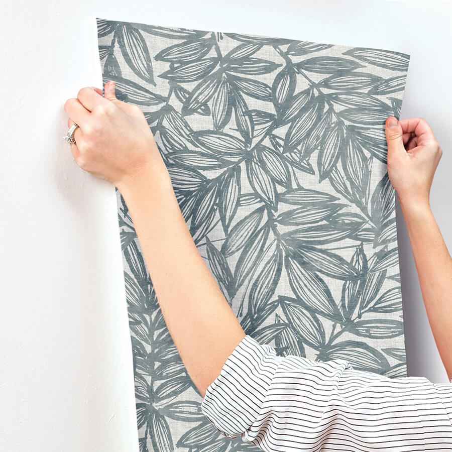 Rhythmic Denim Leaf Wallpaper - York Wallcoverings - 4146-27230 - York Wallcoverings Wallpaper