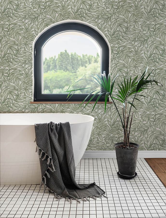 rhythmic-sage-leaf-wallpaper-york-wallcoverings-4146-27231 - York Wallcoverings Wallpaper