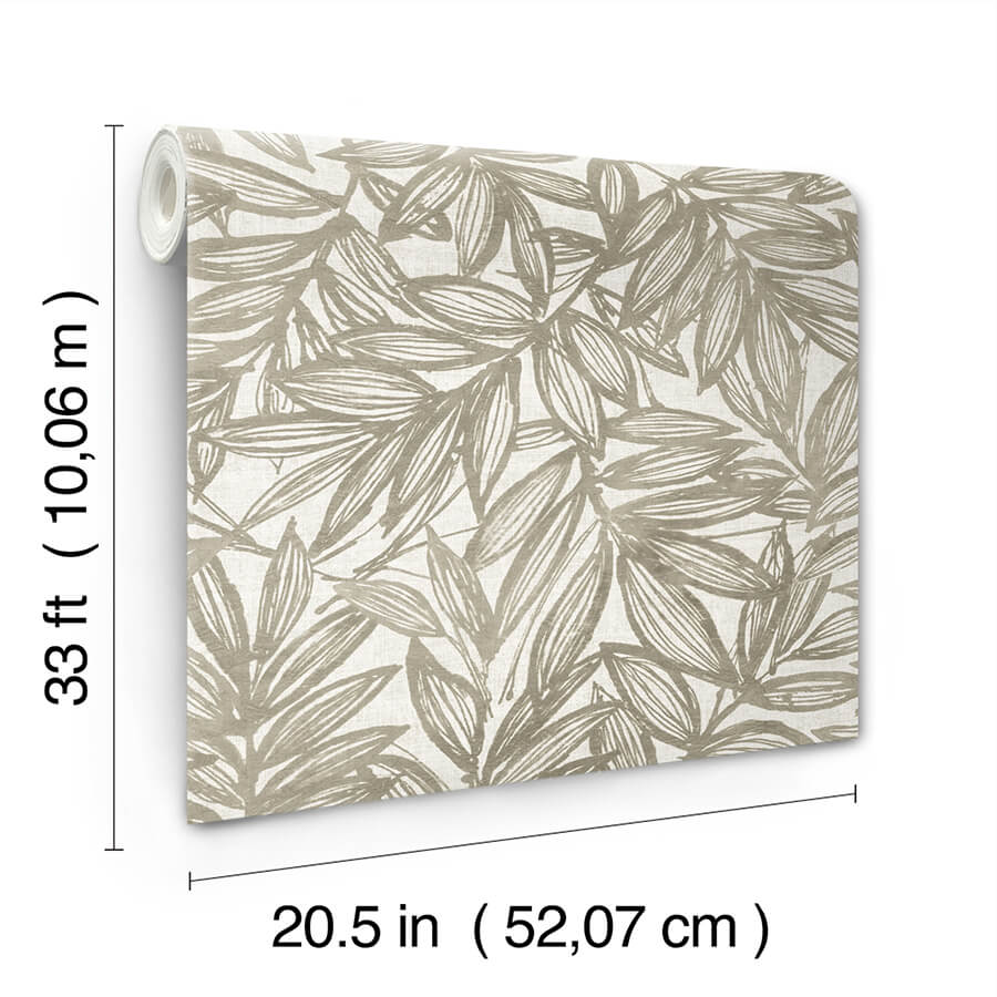 rhythmic-taupe-leaf-wallpaper-york-wallcoverings-4146-27233 - York Wallcoverings Papel pintado