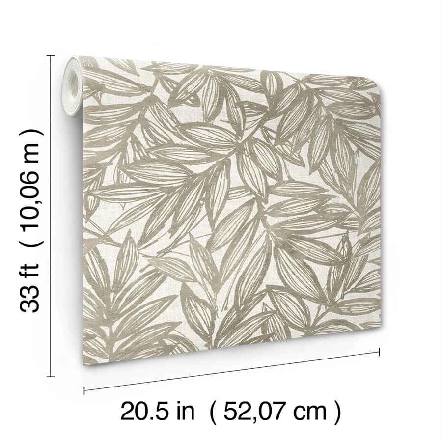 Rhythmic Taupe Leaf Wallpaper - York Wallcoverings - 4146-27233