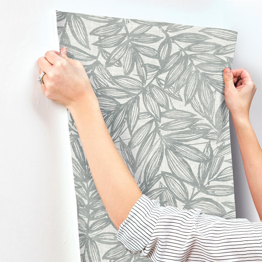 rhythmic-grey-leaf-wallpaper-york-wallcoverings-4146-27234 - York Wallcoverings Papel pintado