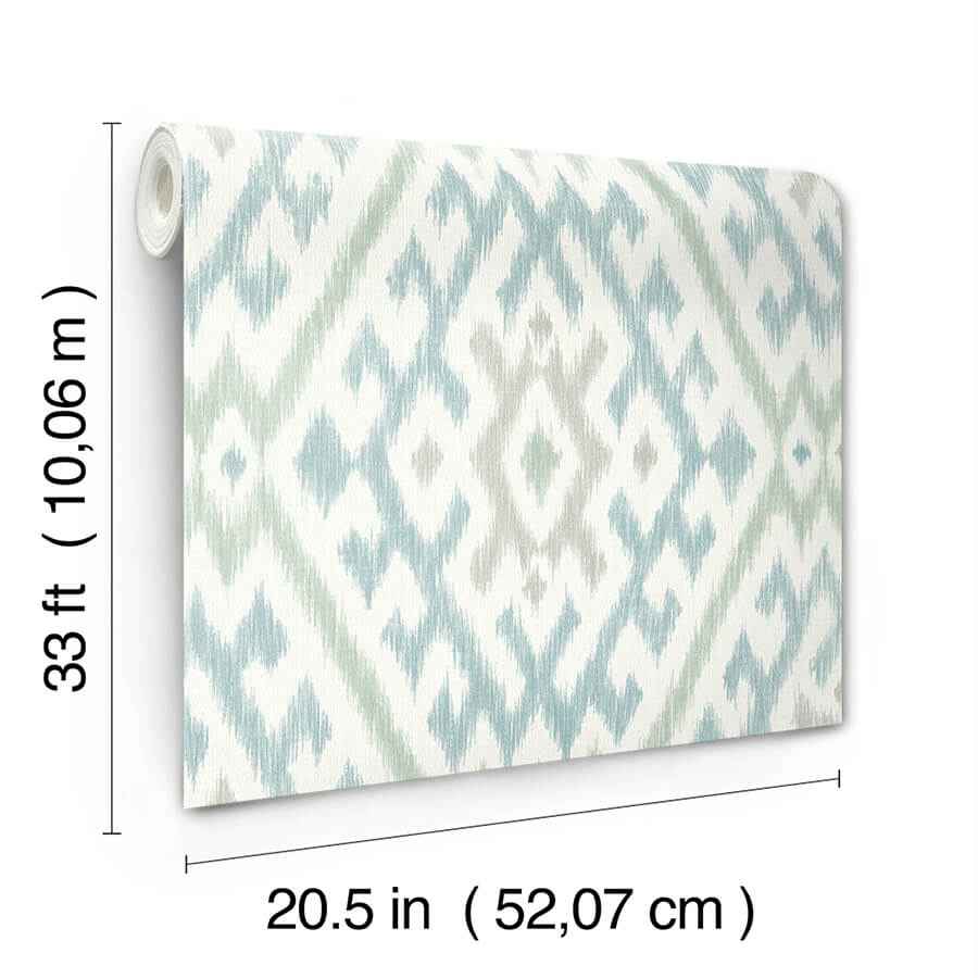 Solola Aqua Ikat Wallpaper - York Wallcoverings - 4146-27236 - York Wallcoverings Wallpaper