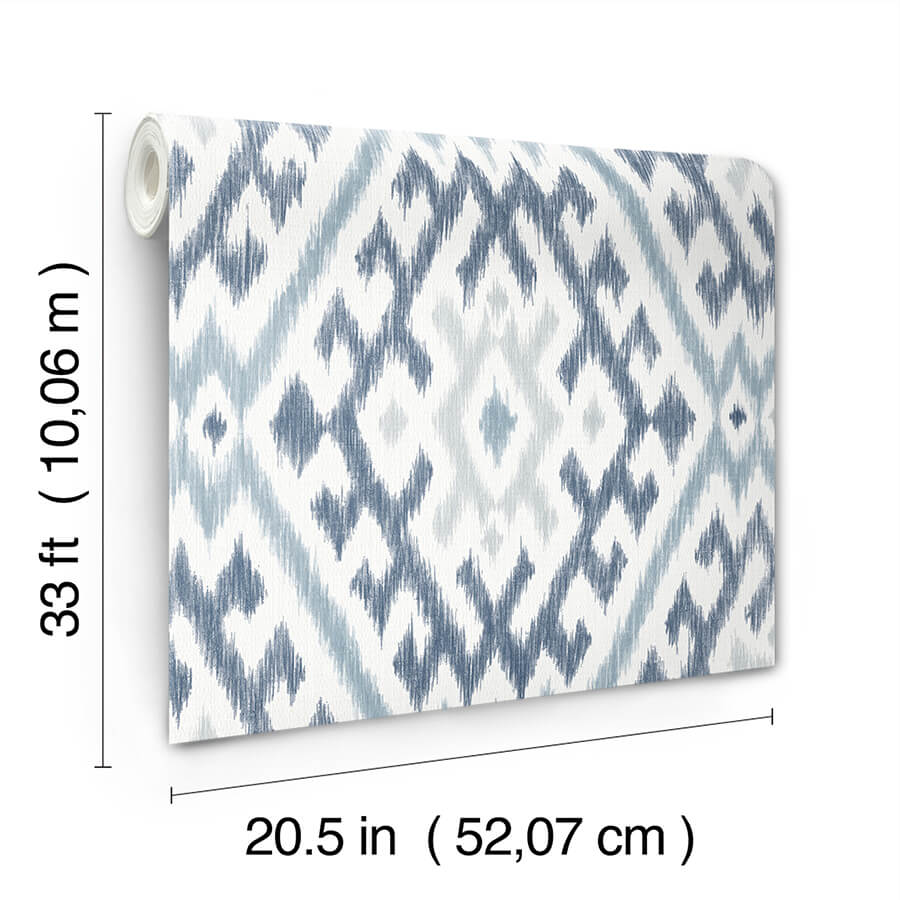 solola-blue-ikat-wallpaper-york-wallcoverings-4146-27238 - York Wallcoverings Papel pintado