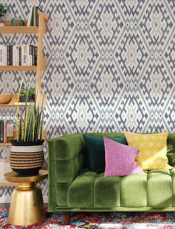 Solola Blue Ikat Wallpaper - York Wallcoverings - 4146-27238 - York Wallcoverings Wallpaper