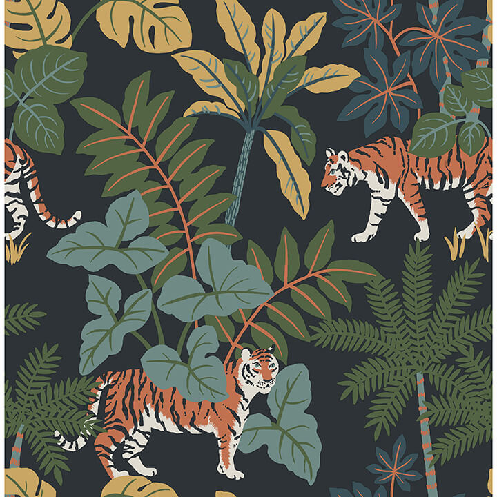 caspian-navy-jungle-prowl-wallpaper-york-wallcoverings-4146-27248 - York Wallcoverings Papel pintado