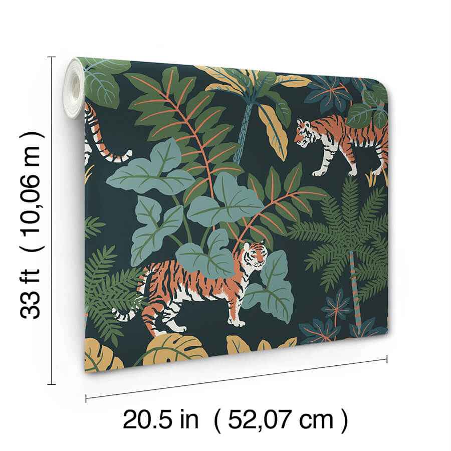 Caspian Navy Jungle Prowl Wallpaper - York Wallcoverings - 4146-27248