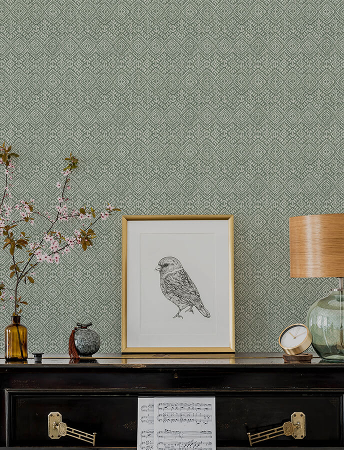 gallivant-green-woven-geometric-wallpaper-york-wallcoverings-4146-27256 - York Wallcoverings Wallpaper