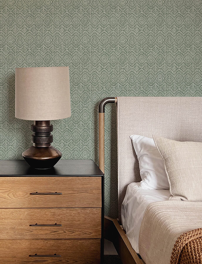 gallivant-green-woven-geometric-wallpaper-york-wallcoverings-4146-27256 - York Wallcoverings Papel pintado