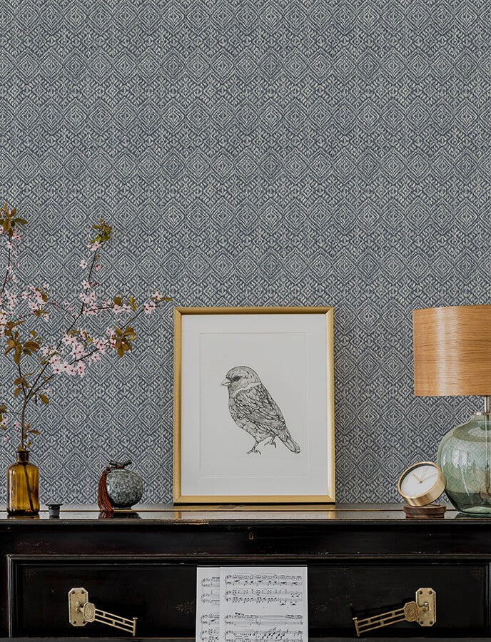 gallivant-indigo-woven-geometric-wallpaper-york-wallcoverings-4146-27257 - York Wallcoverings Papel pintado
