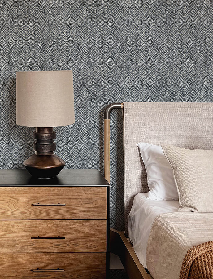 gallivant-indigo-woven-geometric-wallpaper-york-wallcoverings-4146-27257 - York Wallcoverings Papel pintado