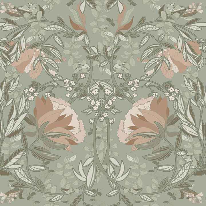 Ester Sage Nouveau Blooms Wallpaper - York Wallcoverings - DD139419