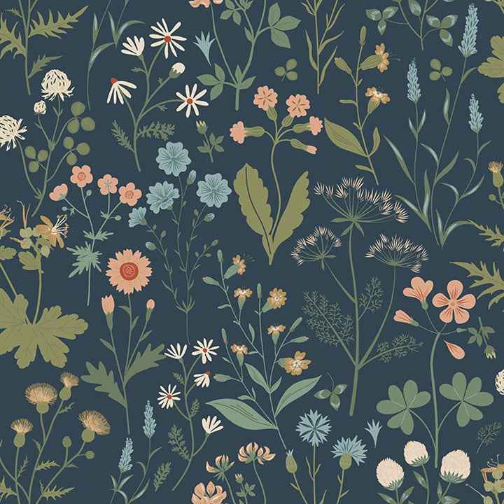 Letitia Indigo Summer Meadows Wallpaper - York Wallcoverings - DD139698