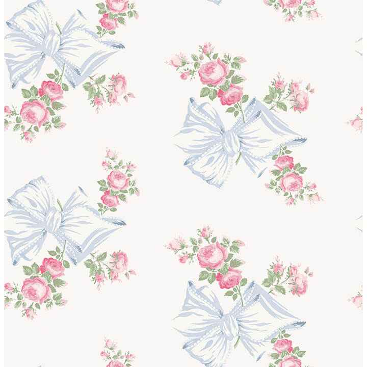 Rosa Beaux Pastel Blue Peel and Stick Wallpaper - York Wallcoverings - LFS6274