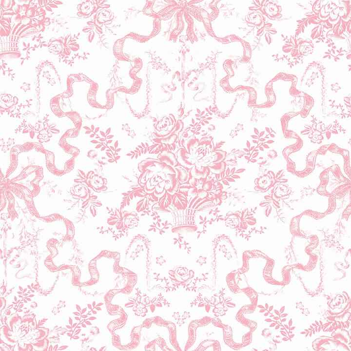 Fairytale Peony Pink Toile Wallpaper - York Wallcoverings - AST6271