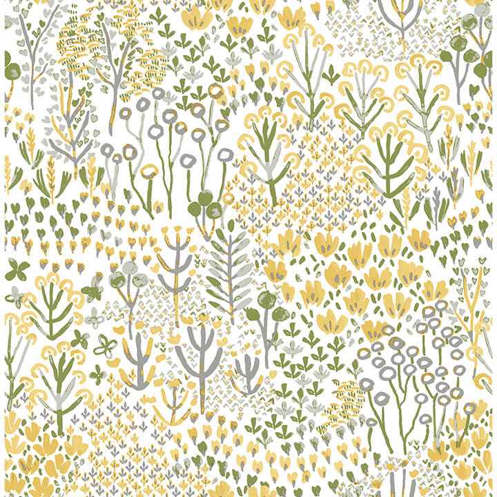 Flower Parade Yellow Peel and Stick Wallpaper - York Wallcoverings - NUS6211