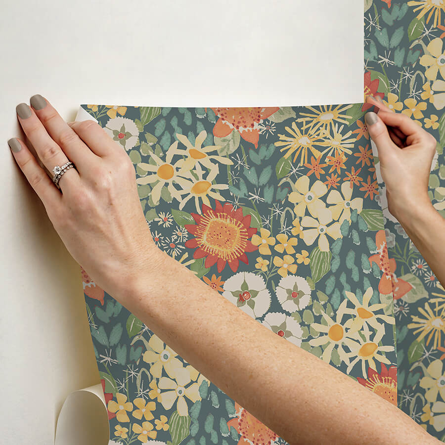 sadie-teal-peel-and-stick-wallpaper-york-wallcoverings-nus6222 - York Wallcoverings Wallpaper