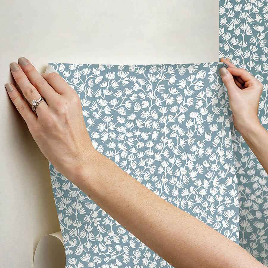 Sea Fern Slate Blue Peel and Stick Wallpaper - York Wallcoverings - SSS6305 - York Wallcoverings Wallpaper