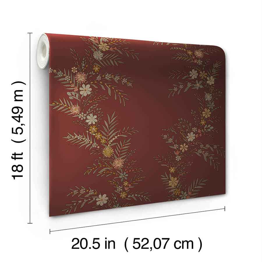 Posy Cranberry Peel & Stick Wallpaper - York Wallcoverings - CJS6322 - York Wallcoverings Wallpaper