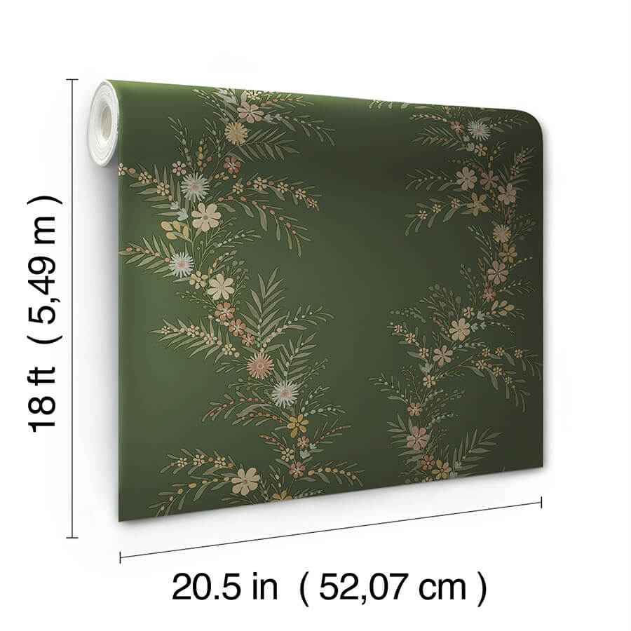 Posy Spruce Peel & Stick Wallpaper - York Wallcoverings - CJS6325 - York Wallcoverings Wallpaper